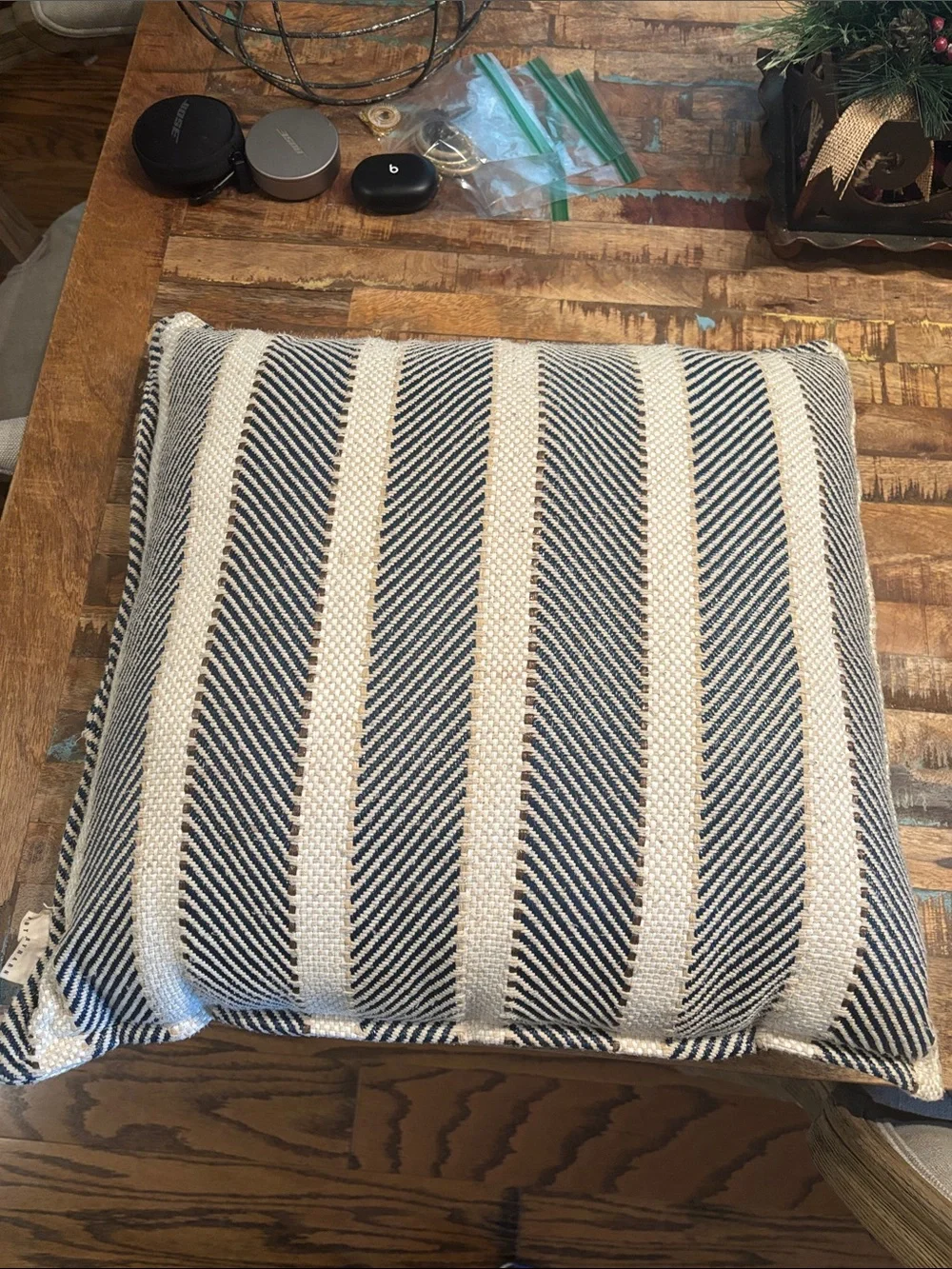 Pottery Barn Indoor/Outdoor 20x20 Pillow Black/White Stripe
